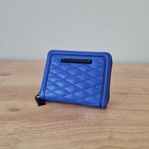 Rebecca Minkoff Ava Zip Wallet Coin Purse Cardholder Black Cobalt Blue Leather